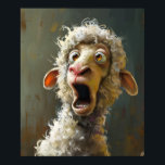 Funny Surprised Sheep Whimsical Animal Expression Poster<br><div class="desc">This whimsical design captures the hilarious, wide-eyed expression of a surprised sheep, making it the perfect accessory for anyone who loves quirky, humorous art. The sheep's exaggerated facial features, including its bulging eyes and open mouth, give it a look of pure, comical shock that is both endearing and laugh-out-loud funny....</div>