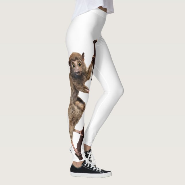 Funny Surprised Taxidermy Lemur Monkey Creature Leggings (Right)