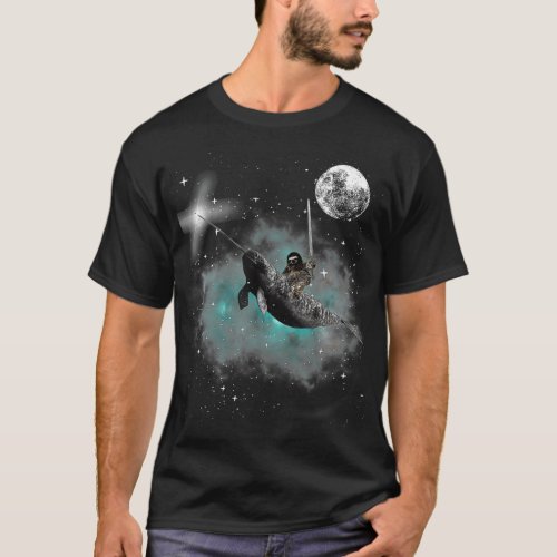 Funny Surreal Sword Narwhal Space Sloth  Wacky  T_Shirt