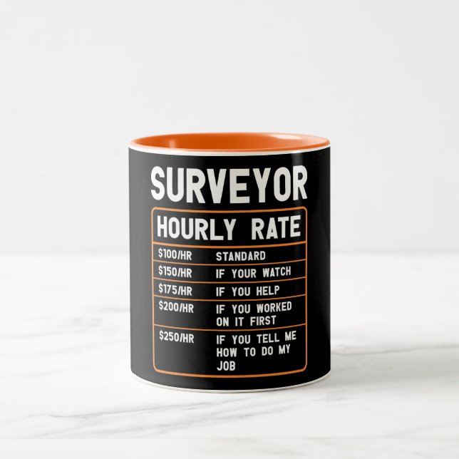 Funny Surveyor Hourly Rate  Two-Tone Coffee Mug (Center)