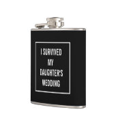 Funny Survived Daughter's Wedding Black and White Flask (Left)