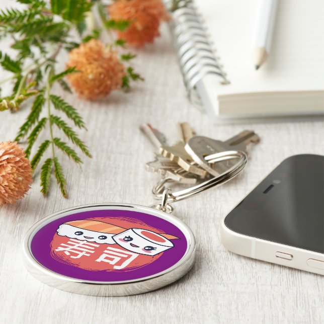 Funny Sushi Cartoon Design Keychain (Side)