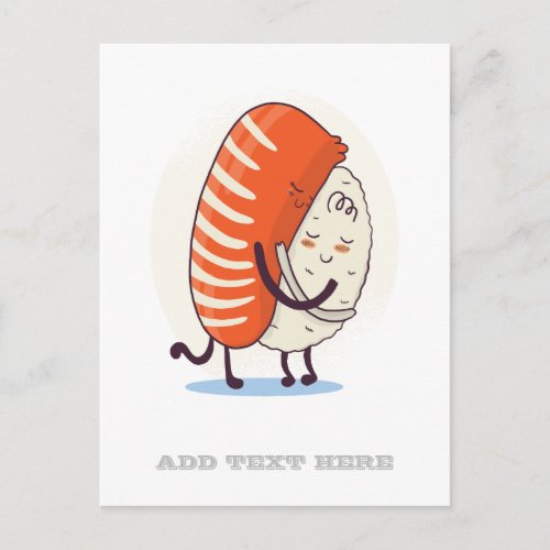 Funny SUSHI HUG Graphic Cartoon Teen Kawaii BFF Postcard