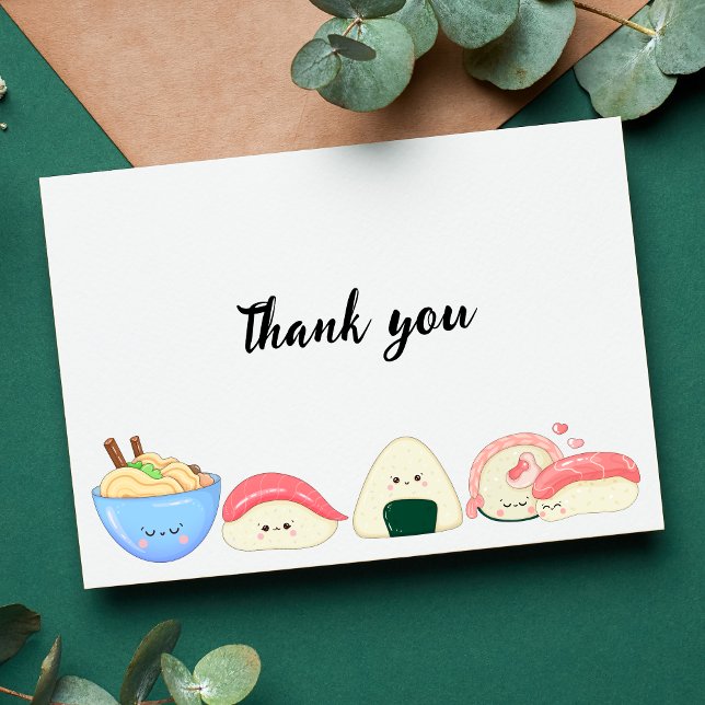 Funny Sushi in Kawaii Style  Thank You Card (Creator Uploaded)