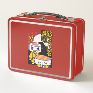 Funny Sushi Karate Fighters Cartoon Design Metal Lunch Box