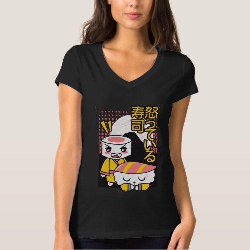 Funny Sushi Karate Fighters Cartoon Design T_Shirt