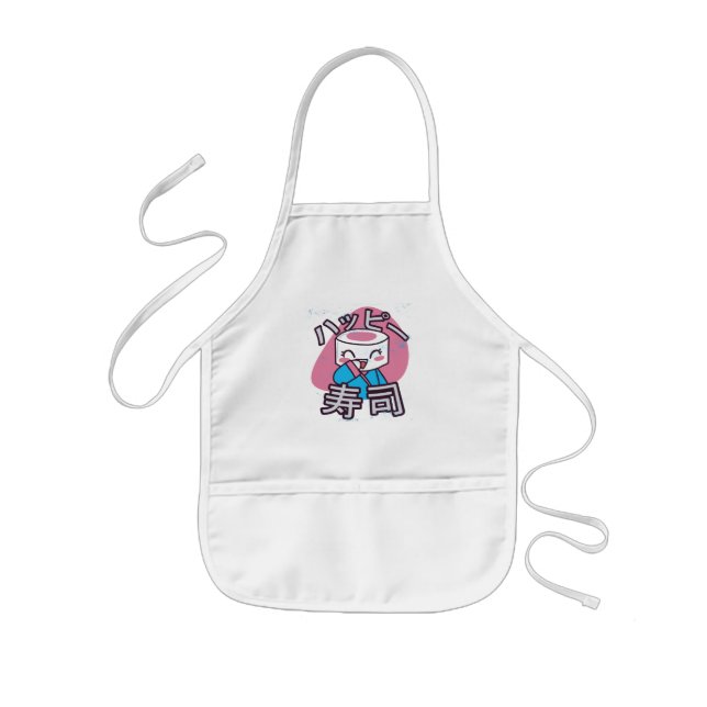 Funny Sushi Master Cartoon Design Kids' Apron (Front)