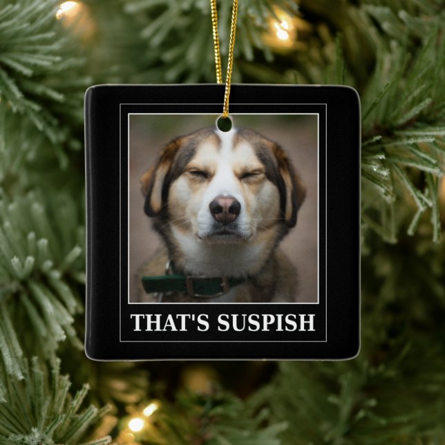 Funny Suspish Dog Meme   Ceramic Ornament (Tree)