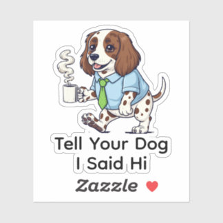 Funny Sussex Spaniel Dog Business Suit Coffee  Sticker