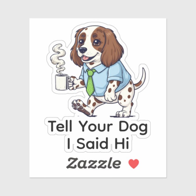 Funny Sussex Spaniel Dog Business Suit Coffee  Sticker (Sheet)