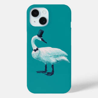 Funny Swan Birdwatching iPhone 15 Case