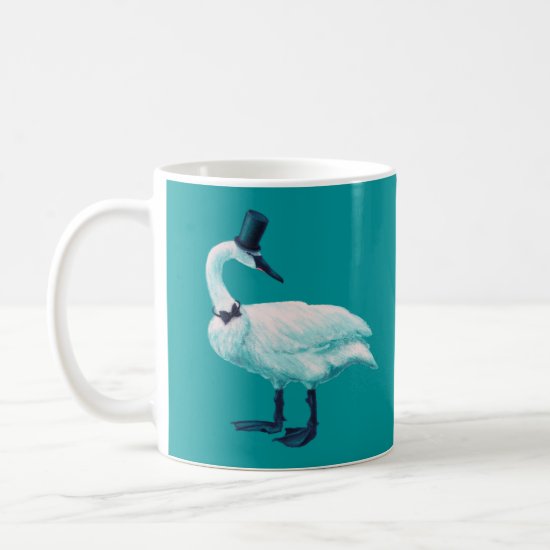 Funny Swan Gentleman With Bowtie And Top Hat Coffee Mug