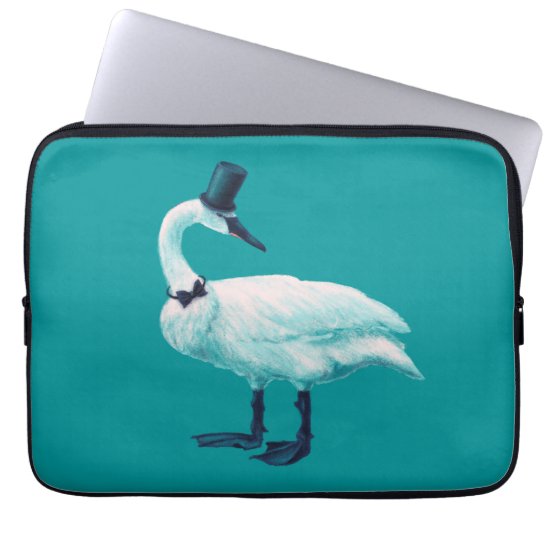 Funny Swan Gentleman With Bowtie And Top Hat Computer Sleeve