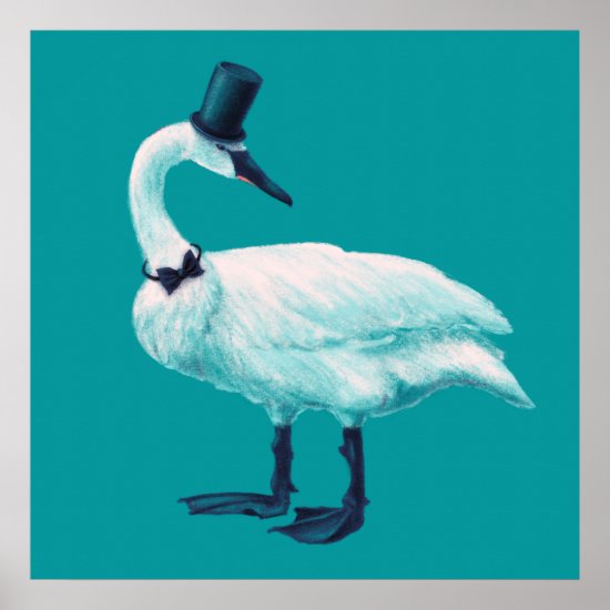 Funny Swan Gentleman With Bowtie And Top Hat Poster