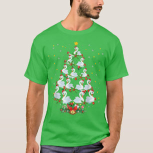 Funny Swans Bird Wear Santa Hat Christmas Tree Xma T-Shirt