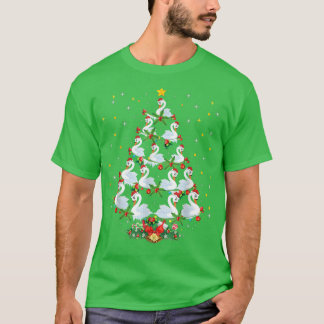 Funny Swans Bird Wear Santa Hat Christmas Tree Xma T-Shirt