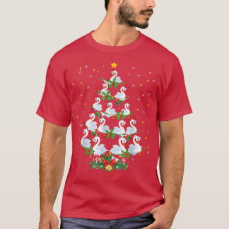 Funny Swans Bird Wear Santa Hat Christmas Tree Xma T-Shirt