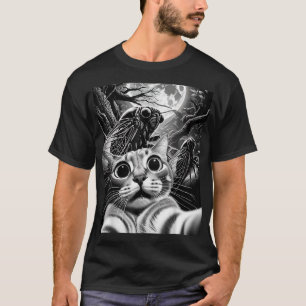 Funny Swarm 17 Year Cicada Reemergence Cat Selfie  T-Shirt