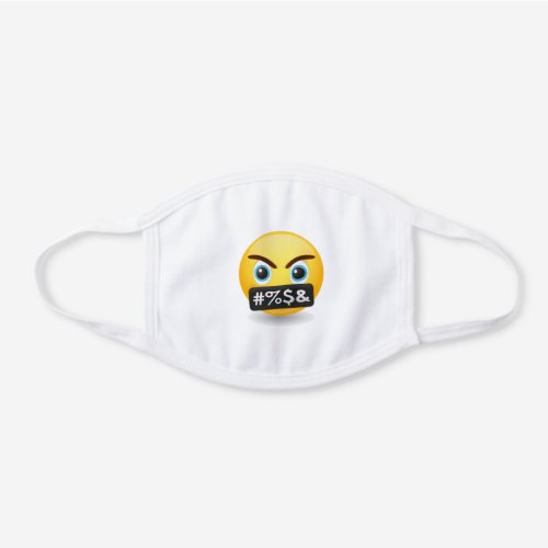 Funny Swearing Emoji White Cotton Face Mask