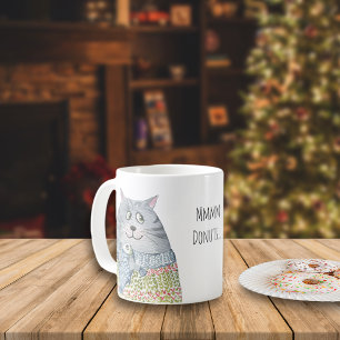 Funny Sweater Cats Eyeing Donuts Coffee Mug