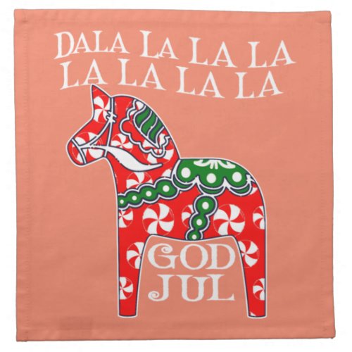 Funny Swedish Christmas God Jul Dala Horse Dalahos Cloth Napkin