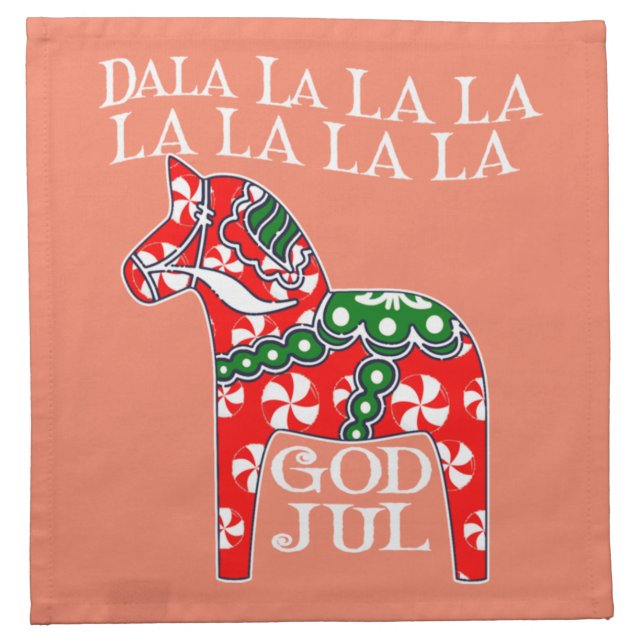 Funny Swedish Christmas God Jul Dala Horse Dalahos Cloth Napkin (Front)