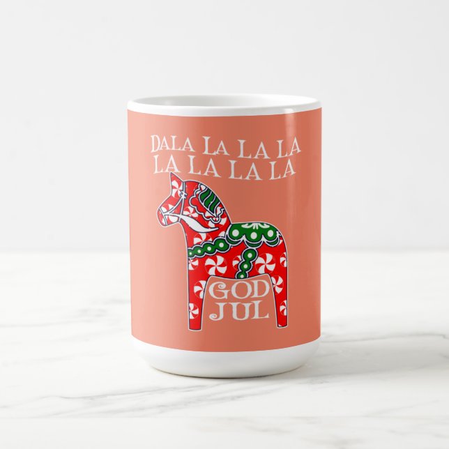 Funny Swedish Christmas God Jul Dala Horse Dalahos Coffee Mug (Center)