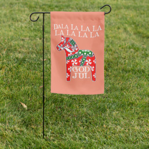 Funny Swedish Christmas God Jul Dala Horse Dalahos Garden Flag
