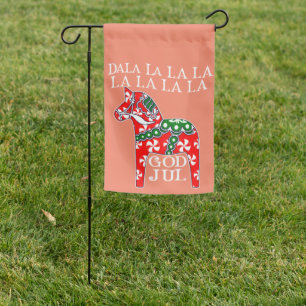 Funny Swedish Christmas God Jul Dala Horse Dalahos Garden Flag