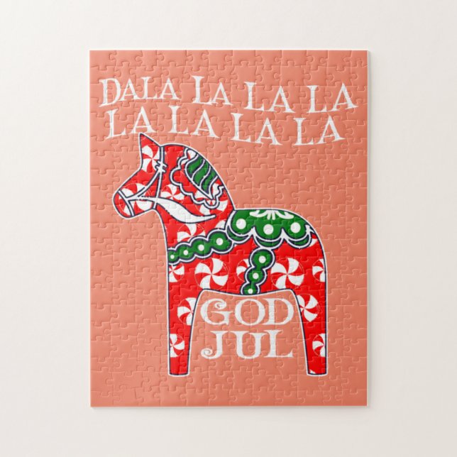 Funny Swedish Christmas God Jul Dala Horse Dalahos Jigsaw Puzzle (Vertical)