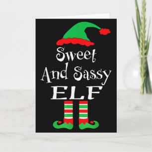 Funny Sweet And Sy Elf Shirt Xmas Family Matching Card