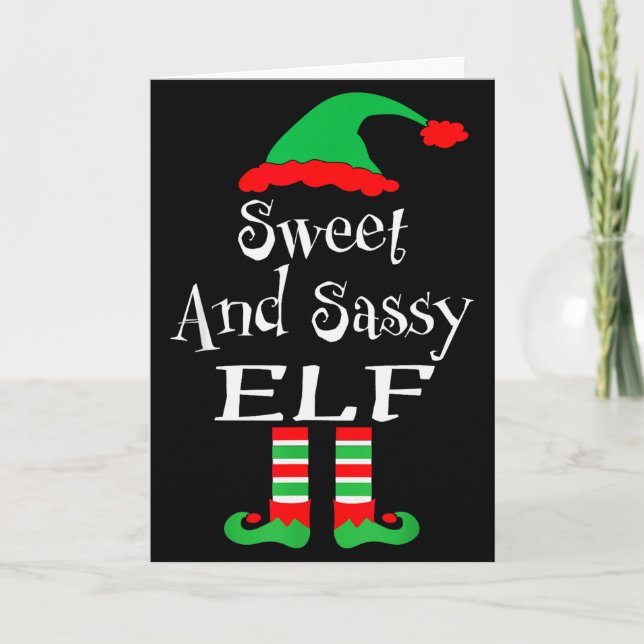 Funny Sweet And Sy Elf Shirt Xmas Family Matching  Card (Front)