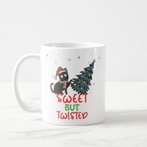 Funny Sweet But Twisted Cat Christmas Coffee Mug