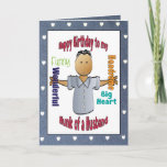 Funny Sweet Cartoon Personalized Happy Birthday  Card<br><div class="desc">Let your husband know how much you love him on his birthday!  This sweet and funny cartoon card can be personalized with your birthday message and his name</div>