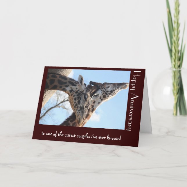 Funny, Sweet Giraffes Anniversary, Cutest Couple Card (Front)