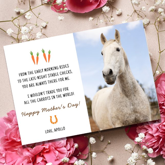 Funny Sweet Horse Happy Mothers Day Card  (Happy Mother's Day card, Horse Mom)