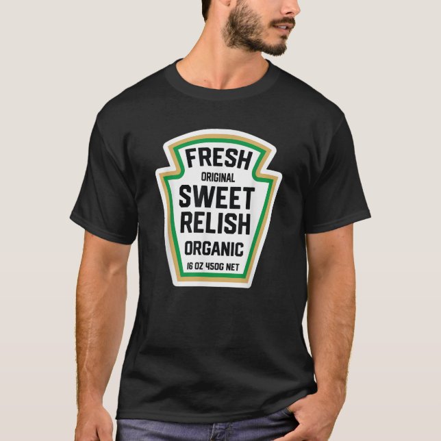 Funny Sweet Relish Pickle Bottle Label Halloween M T-Shirt (Front)
