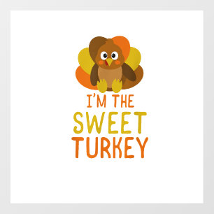 Funny Sweet Turkey Family Matching Thanksgiving Wall Decal
