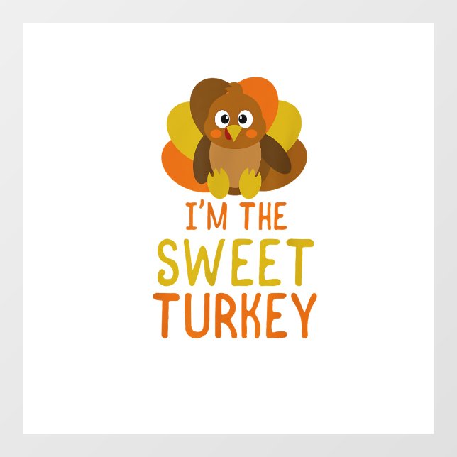 Funny Sweet Turkey Family Matching Thanksgiving  Wall Decal (Front)