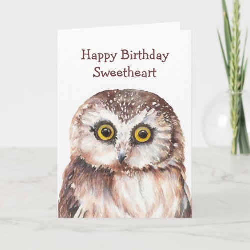 Funny Sweetheart Birthday Cute  Owl  _ Card