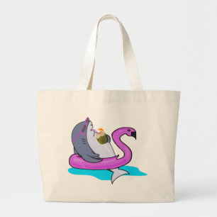 Funny Swim With Sharks vacation Week end Large Tote Bag