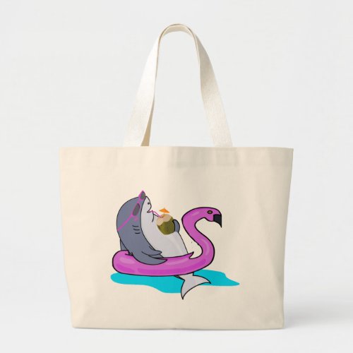 Funny Swim With Sharks vacation Week end  Large Tote Bag