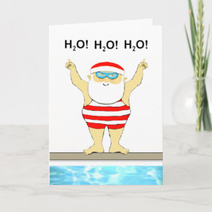 Funny Swimmer Christmas Holiday Card