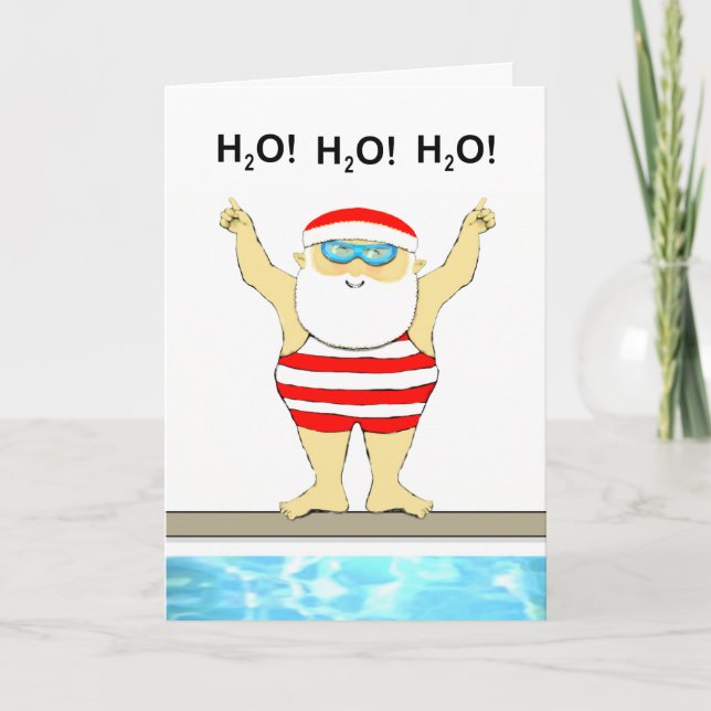 Funny Swimmer Christmas Holiday Card (Front)