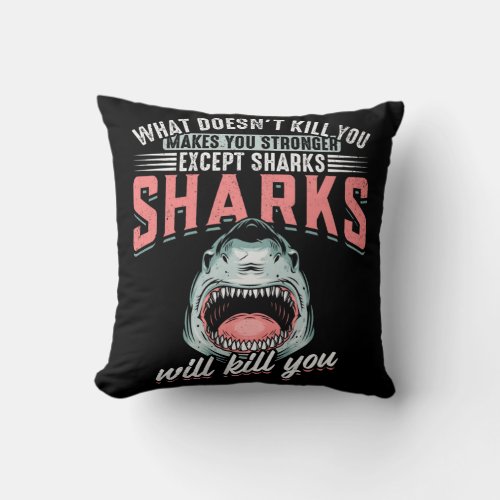 Funny Swimmer Humor Shark Joke Throw Pillow