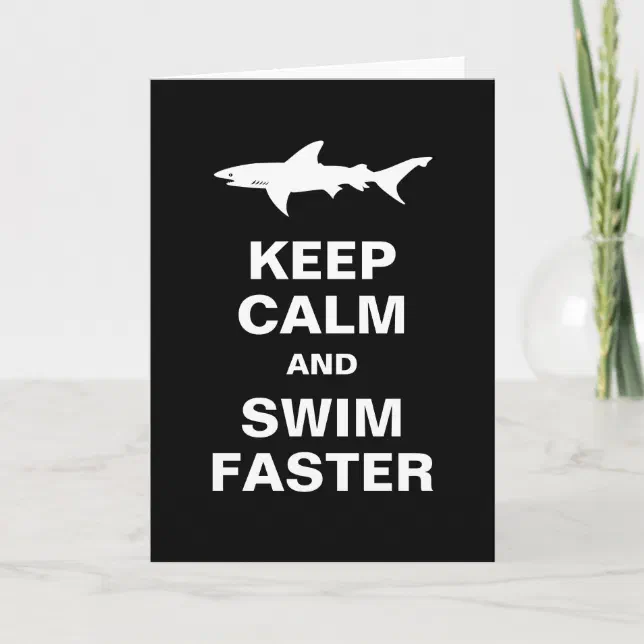 Funny Swimmer or Surfer Keep Calm Shark Attack Card | Zazzle