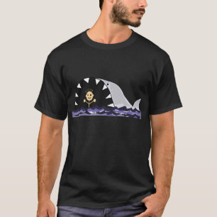Funny Swimmer Surprised by Shark Cartoon T-Shirt