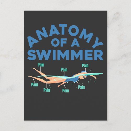 Funny Swimming Anatomy Of A Swimmer Water Sport Postcard