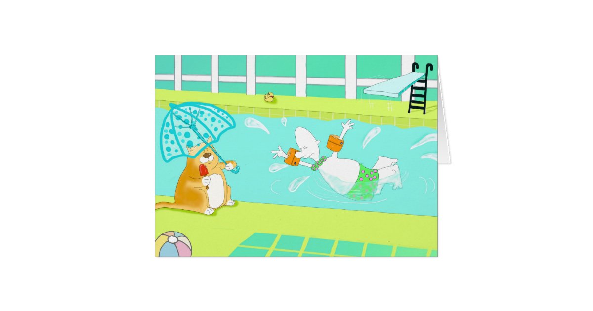 Funny swimming Birthday Card