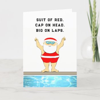 Funny Swimming Christmas Holiday Card by partygames at Zazzle